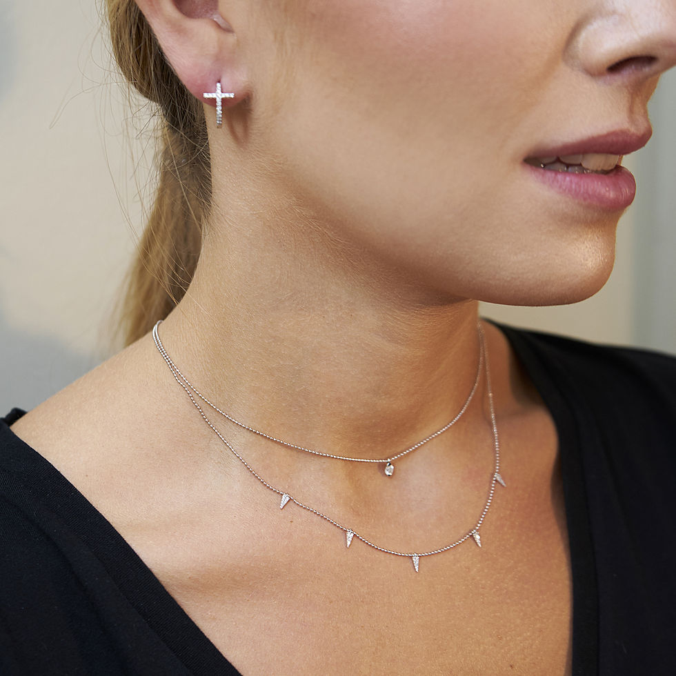 Thumbnail: Cross medium hoops (18k Rose Gold)