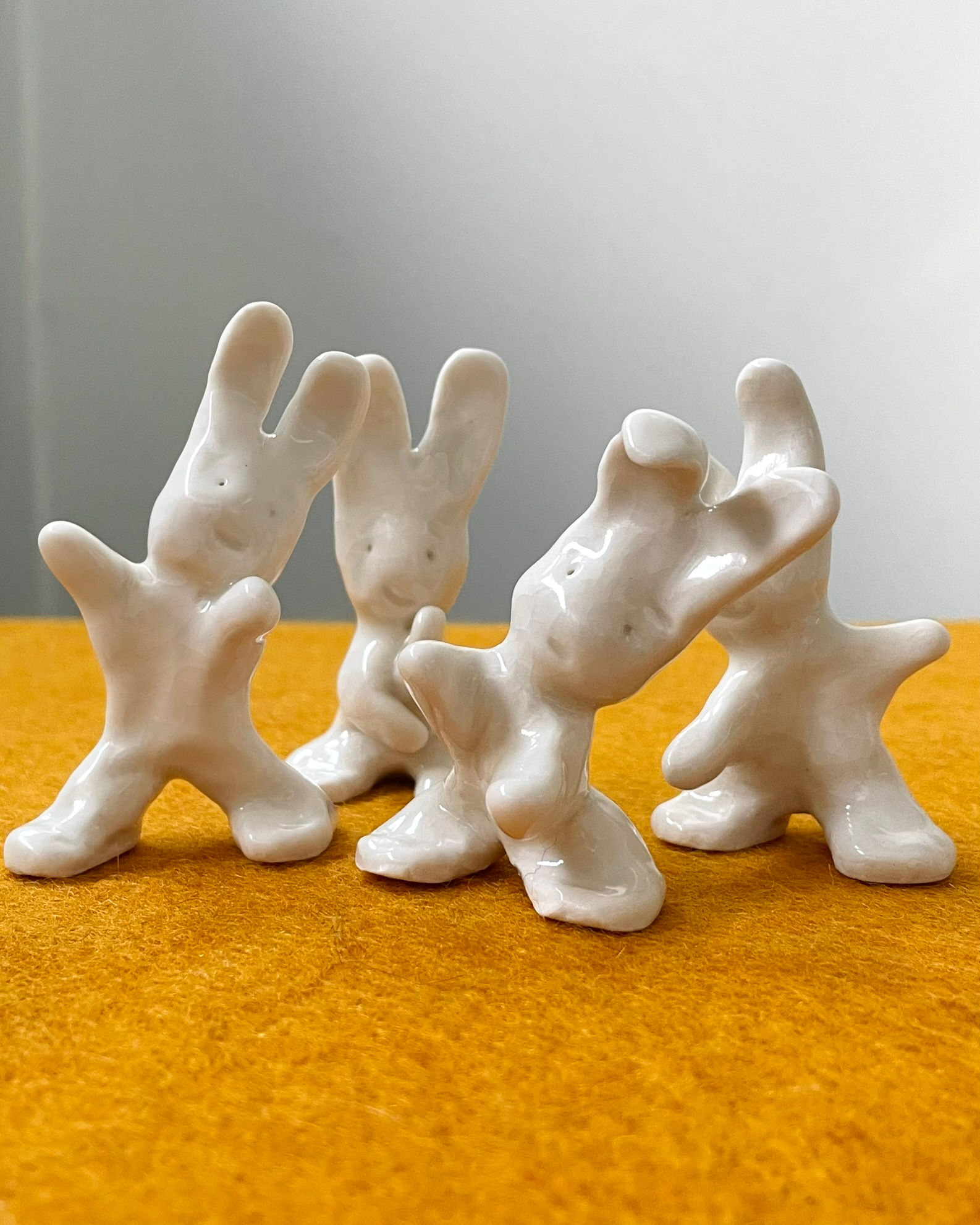 porcelain disco bunnies (orange fluffle)