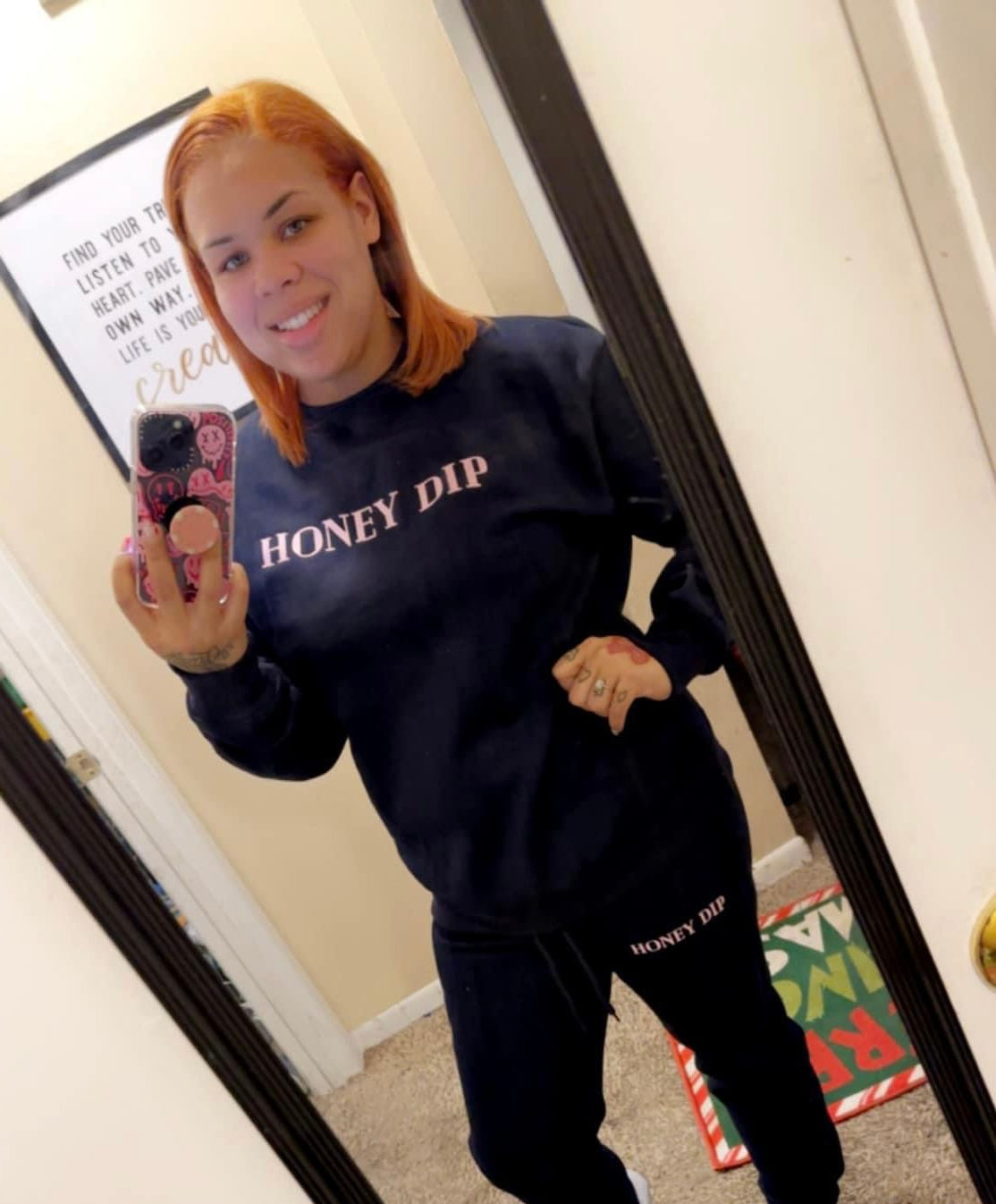 Navy & Pink Crewneck Set