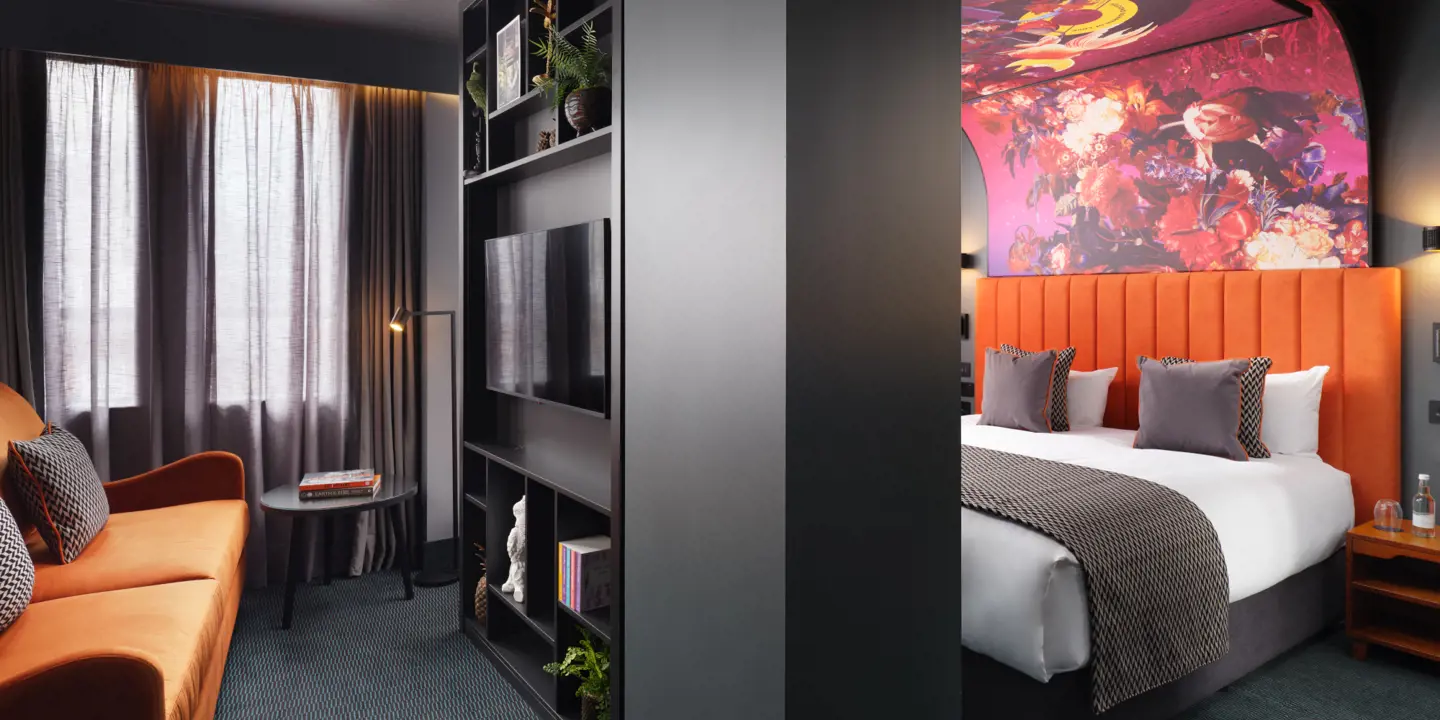 Bedroom living area at Malmaison Deansgate Manchester Hotel