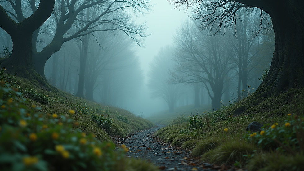 Eye-level view of a fantasy book cover featuring a mystical landscape