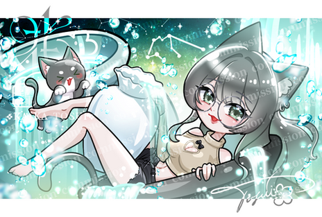 ✤ @HiDaddyLetsPlay / 星座主題

水瓶座主題～
這張搭配漂亮的藍綠髮色，
呈現出神秘山洞中發光湖水的感覺！
感覺十分涼爽

✤螢幕尺寸，可做影片封面