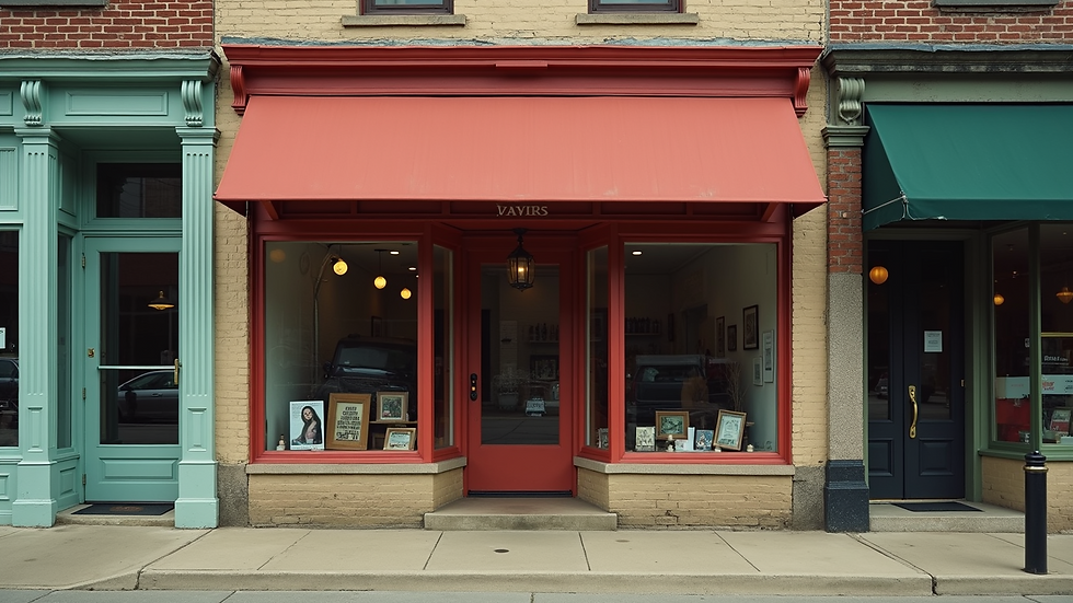 High angle view of a small business storefront in Louisville