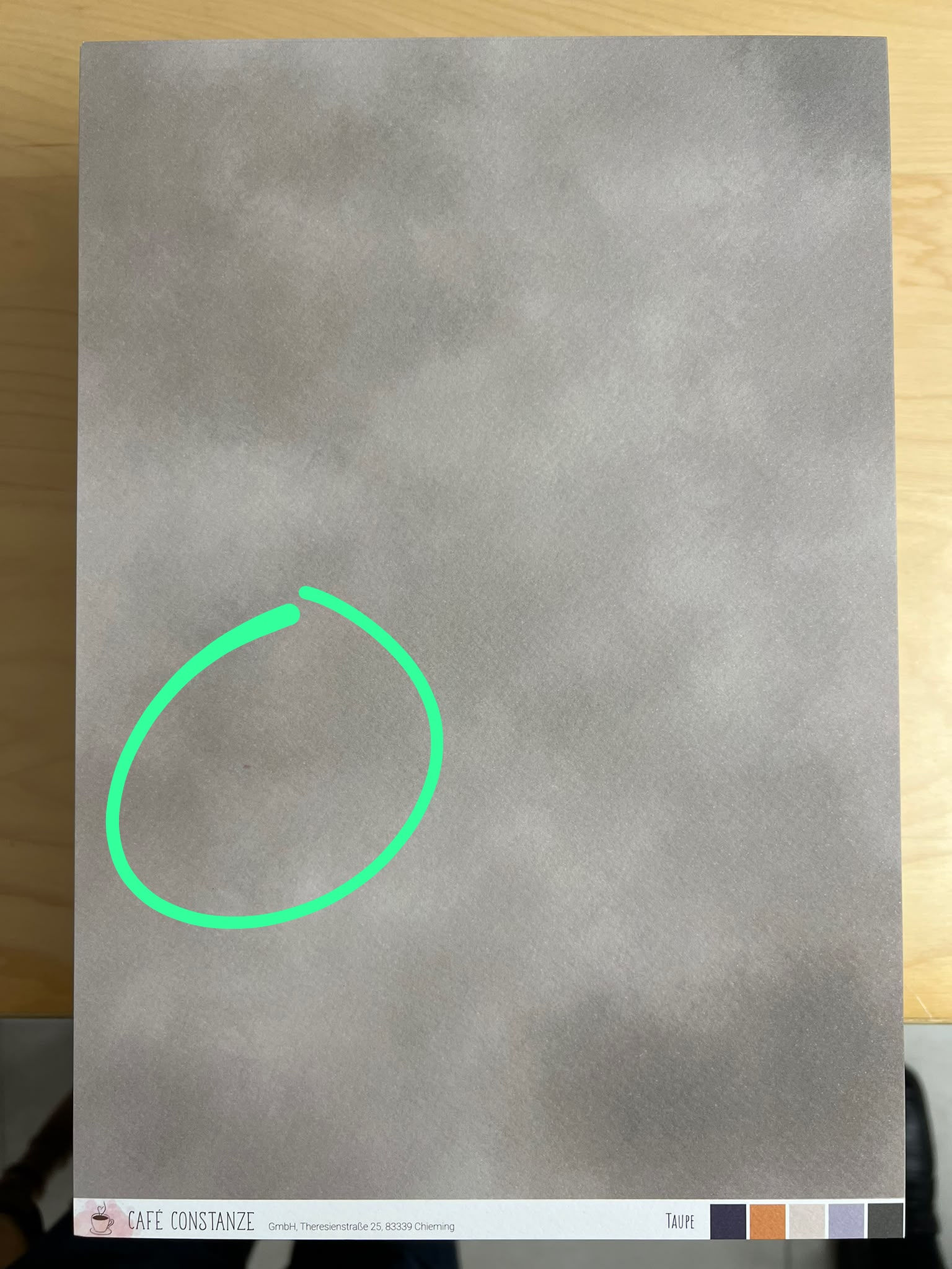 Papier 250g Taupe mit mini Druckfehler