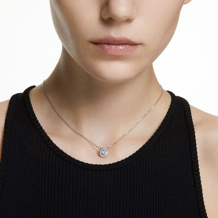 Swarovski smykke Constella pendant Round cut, Pavé, White, Rhodium plated