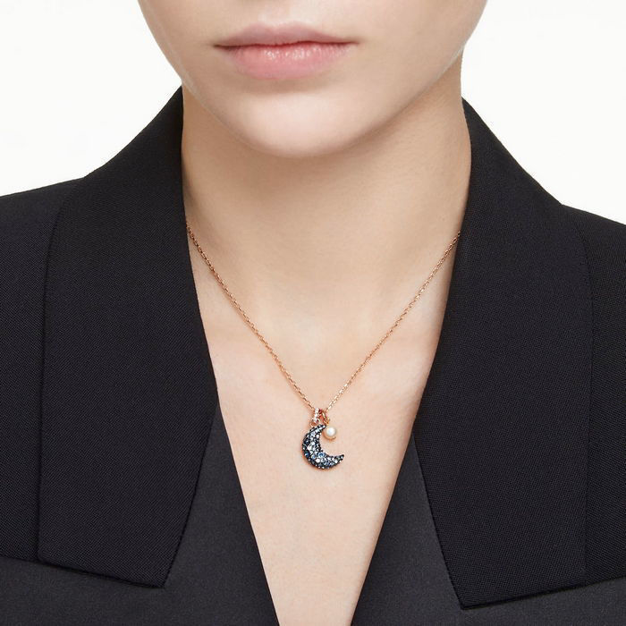 Swarovski smykke Luna pendant Moon, Multicolored, Rose gold-tone plated