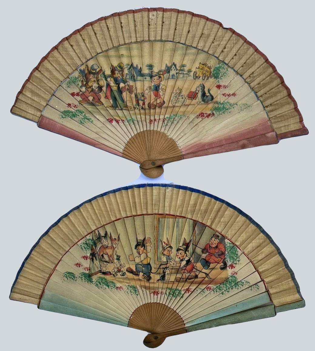 Pair of Vintage Pinocchio Fans