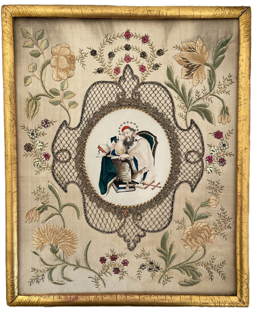 Painting of Saint Ambrose Patron Saint of Beekeepers circa 1780-1820