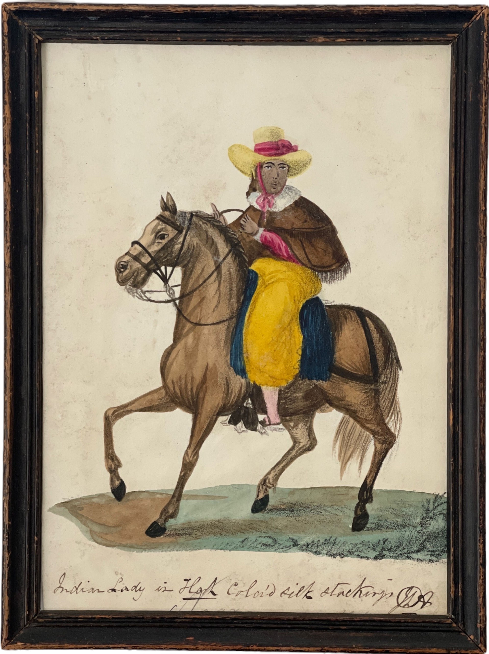 Antique Peruvian Watercolour of an Indian Lady