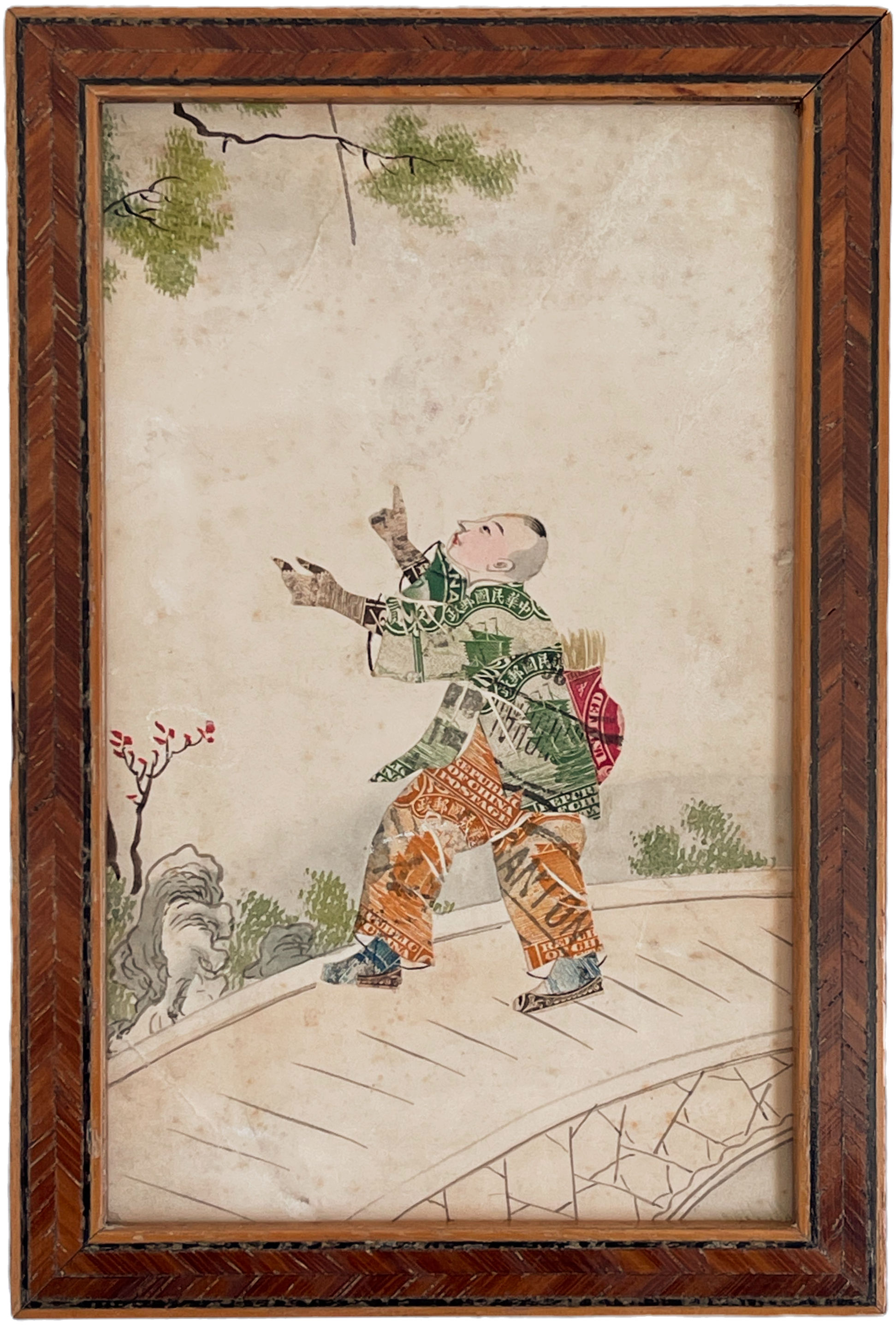 Antique Chinese Stamp Collage