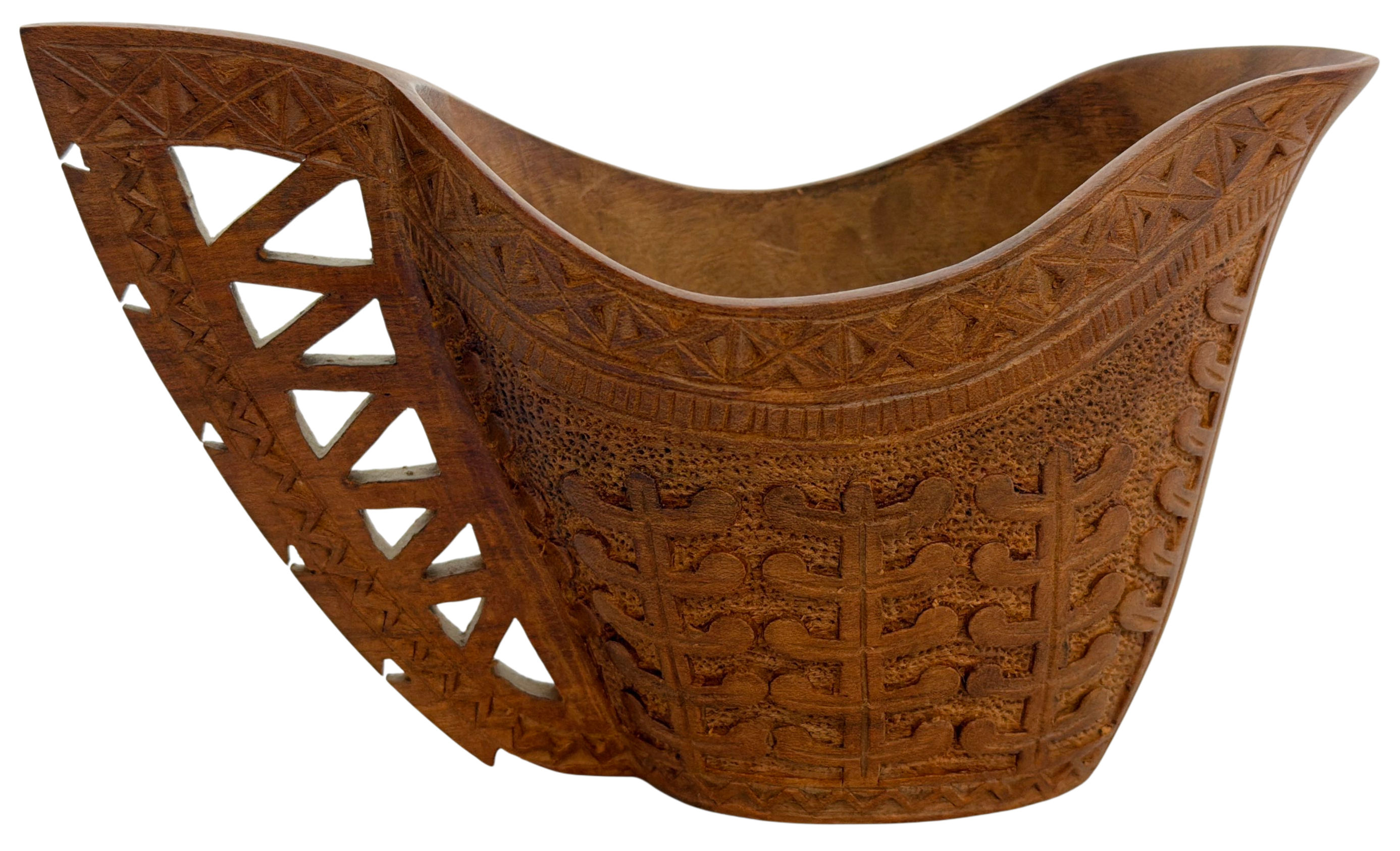Vintage Carved Wood Shepherd's Wedding Cup, Balkans