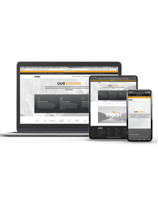 Exxel website design on laptop, tablet and mobile