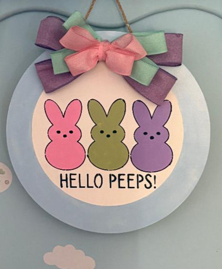 "Hello Peeps" Easter Door hanger