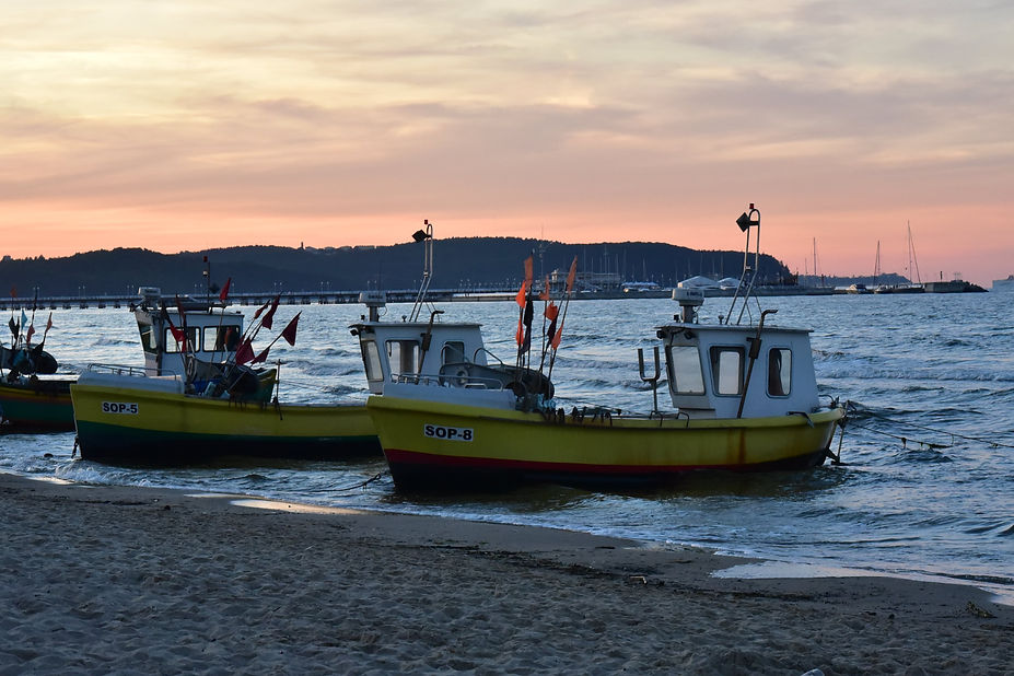 Fishing boats on the beach 