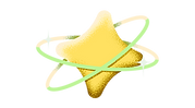 Ilustração de uma estrela amarela envolta por anéis verdes, representando o pilar "MUDAR" do design de pertencimento: impacto, ação e transformação coletiva.