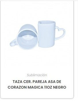 PAQUETE DE 10 PARES DE TAZAS PERSONALIZABLES PAREJA ASA CORAZON 11 OZ BLANCA