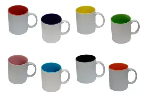 PAQUETE DE 50 TAZAS BLANCAS C/COLOR INTERNO PERSONALIZADAS 11 OZ