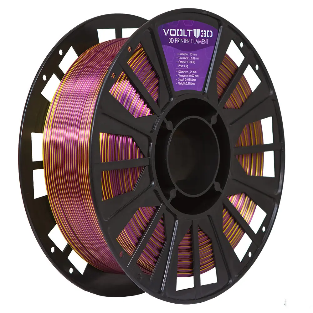 Filamento PLA Duo Color Shadow Dourado e Ametista V-Silk - 1kg