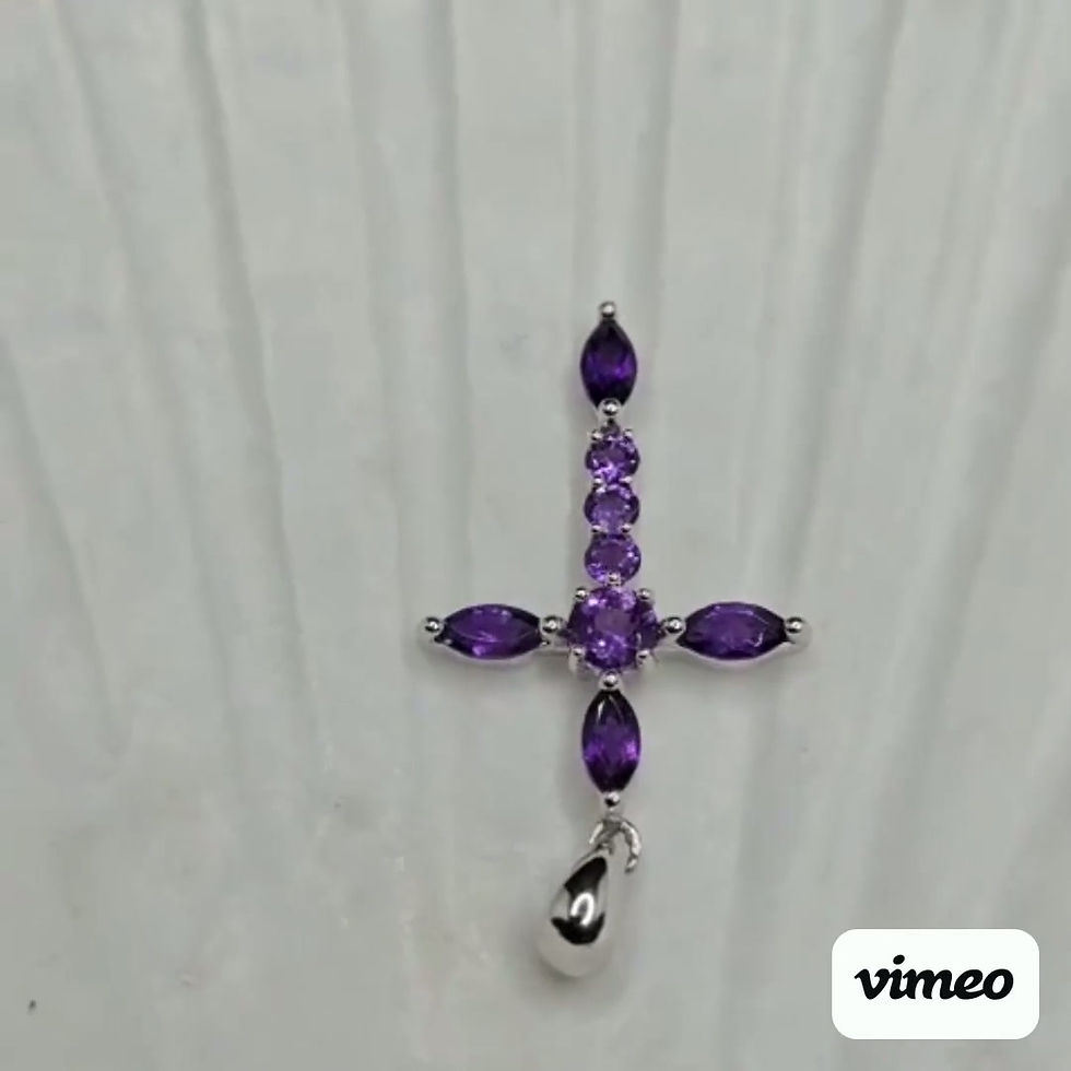 Thumbnail: Sterling silver cross set with sparkling amethyst gemstones