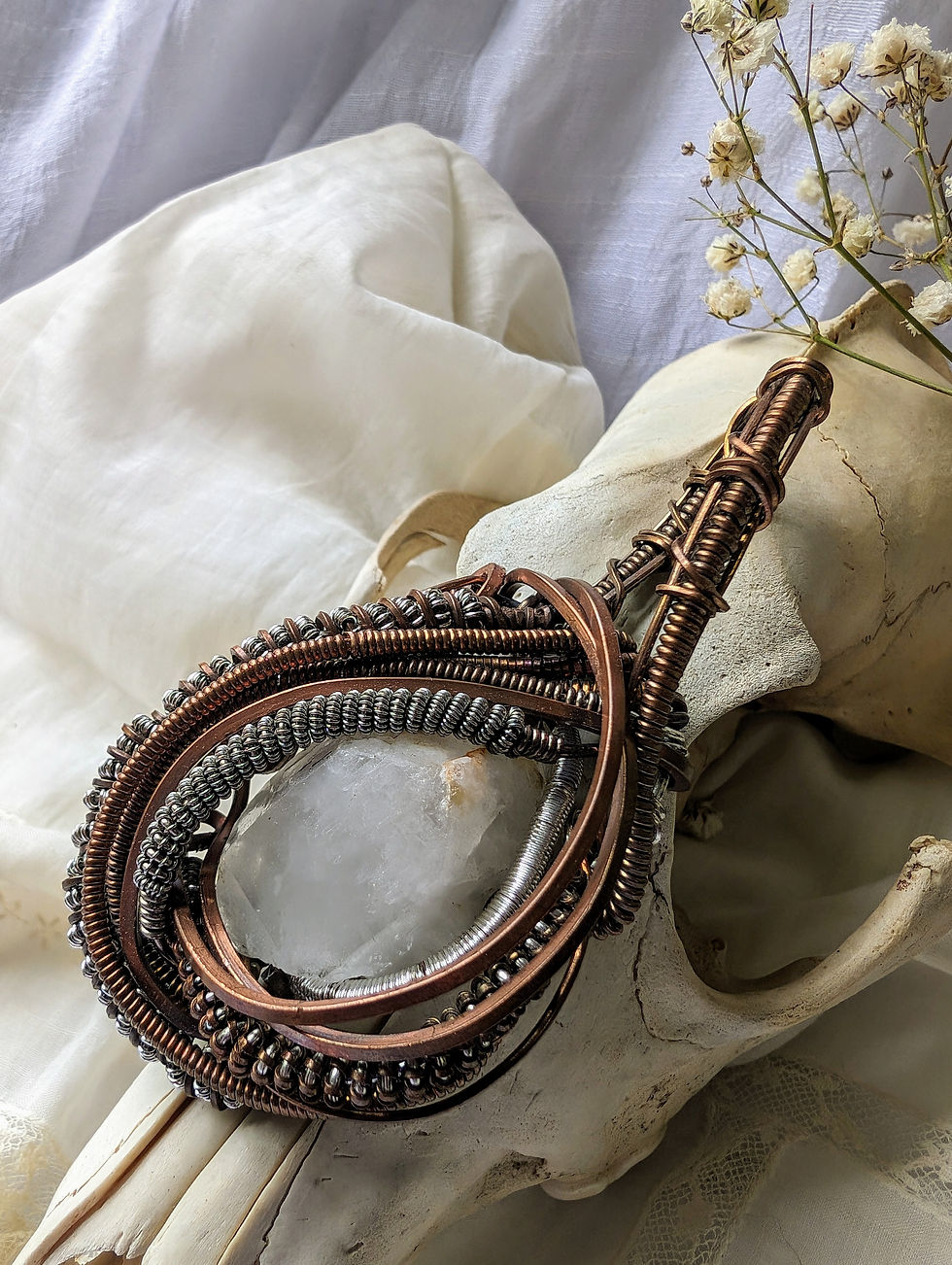 Thumbnail: Wire Wrapped Raw Quartz Point Pendant