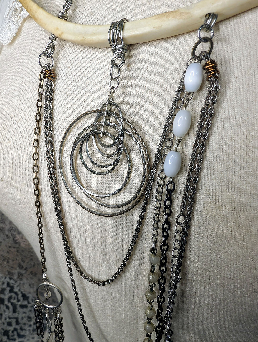 Thumbnail: Deer Bone Draped Chain Necklace