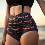 Bat, bat swimsuit, halloween swimsuit, vintage swimsuit, suspenders, cheeky bottoms