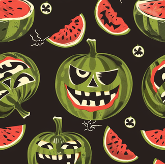 creepy halloween, summerween, watermelons