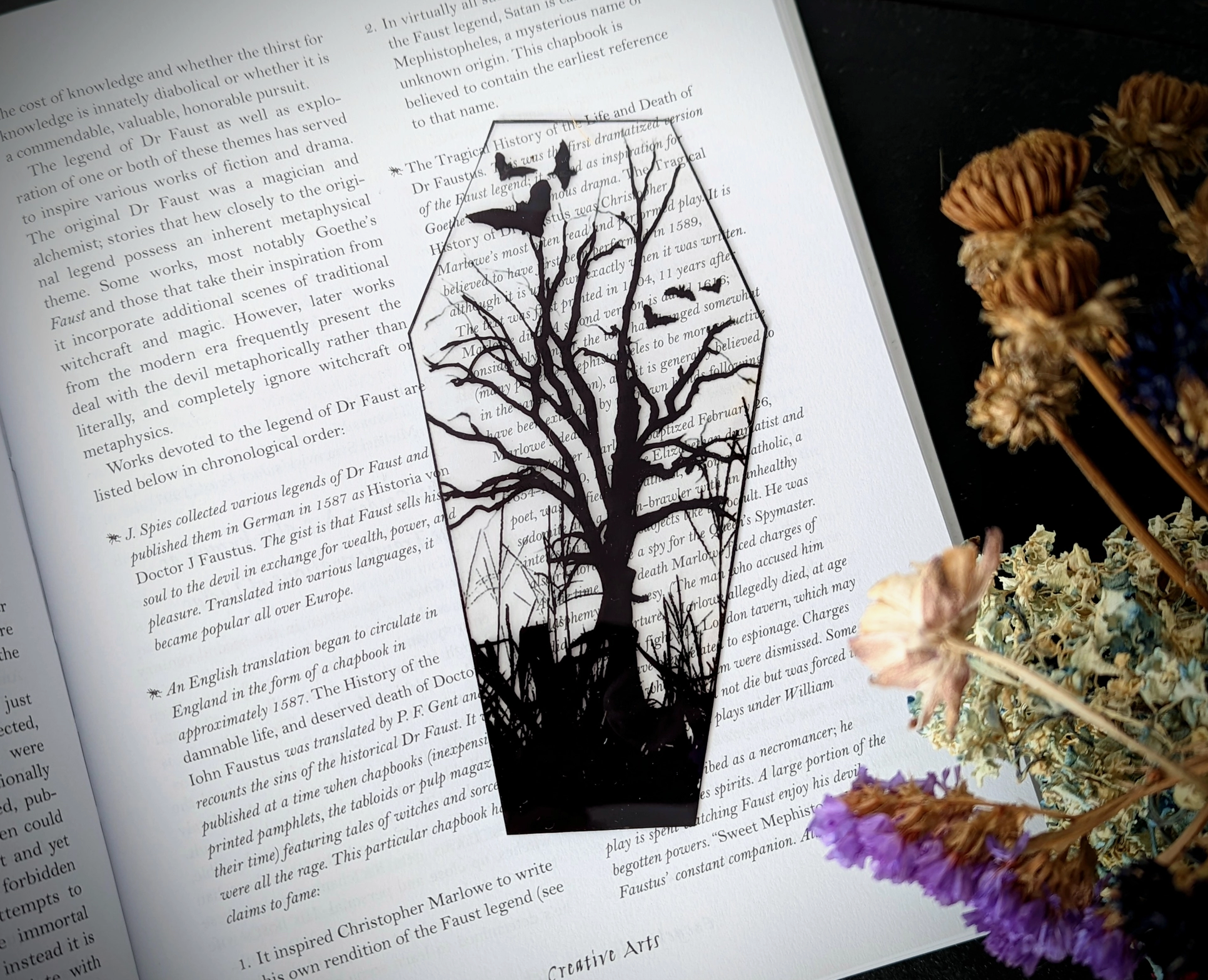 Clear Bookmark - Dead Tree Bats Coffin Goth Gothic Horror