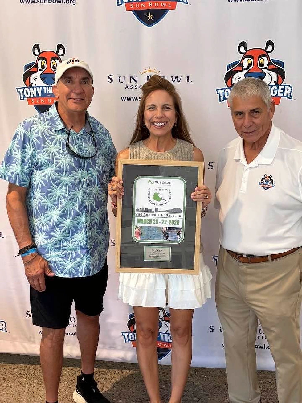 From left: PEPA Vice President Ben Avalos, PEPA President Ida Chavira, and Sun Bowl Association Executive Director Bernie Olivas.