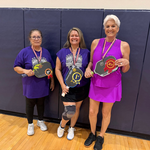 Women's Gold Division: Margie (bronze), Anita (gold), Darlene (silver)