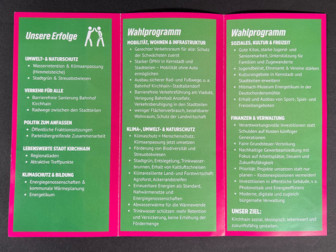 Programmflyer der Grünen zur Kommunalwahl 2026