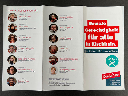 Programmflyer von Die Linke bei der Kommunalwahl 2026