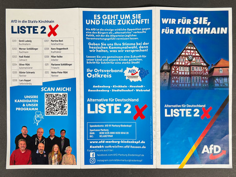 Flyer der AfD zur Kommunalwahl 2026 in Kirchhain