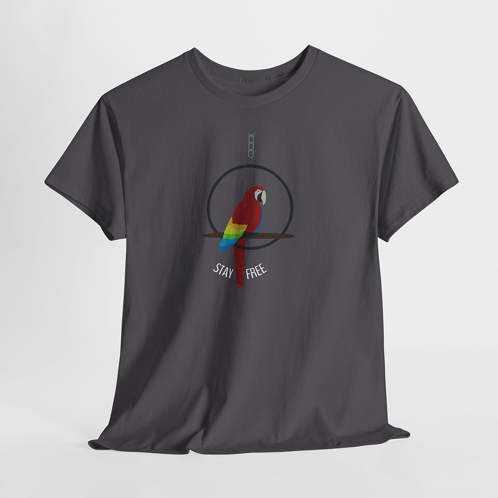 Thumbnail: Parrot 'Stay Free' Tee — Colorful Tropical Bird Graphic T-Shirt