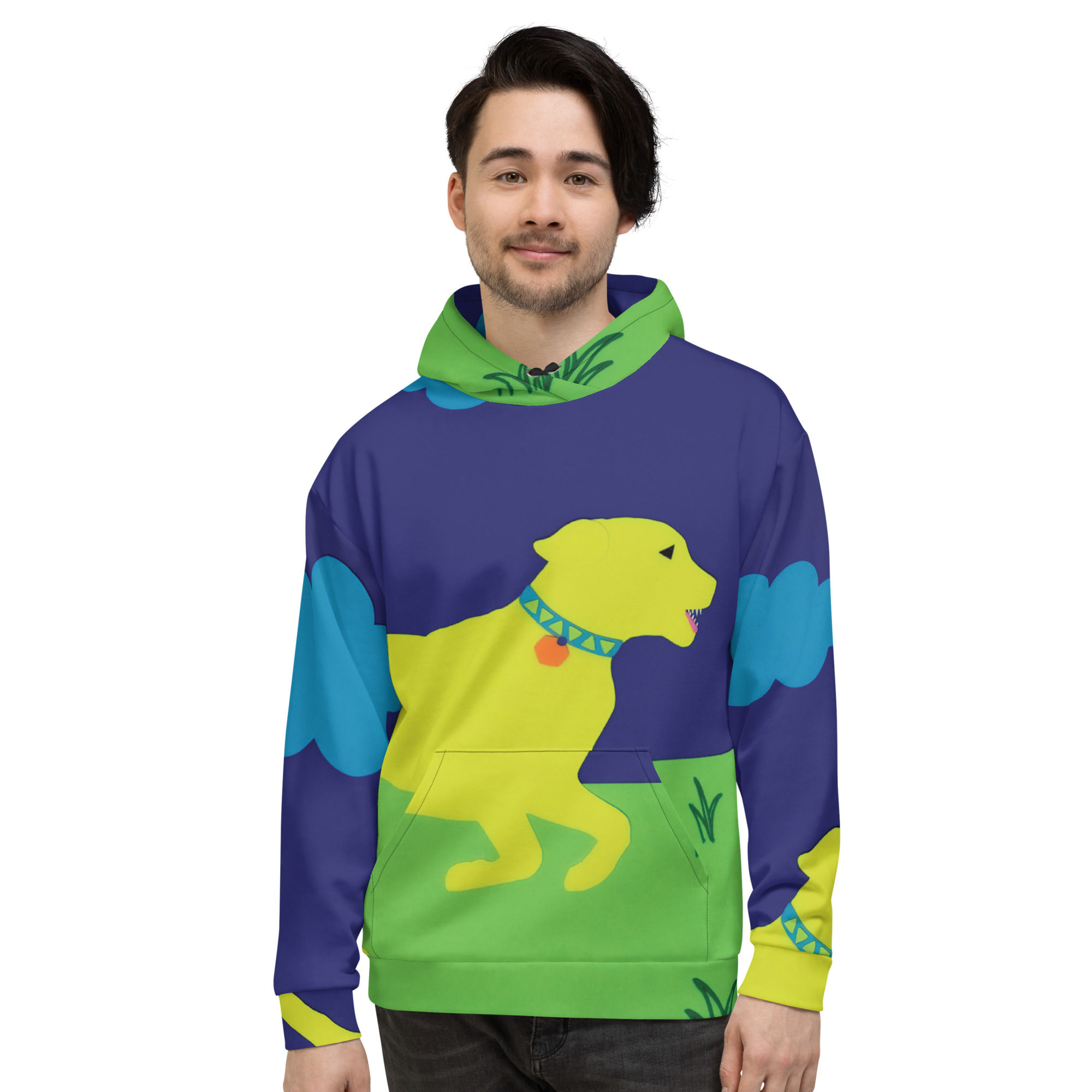 Jogging Dog Pop Art Hoodie (Unisex)