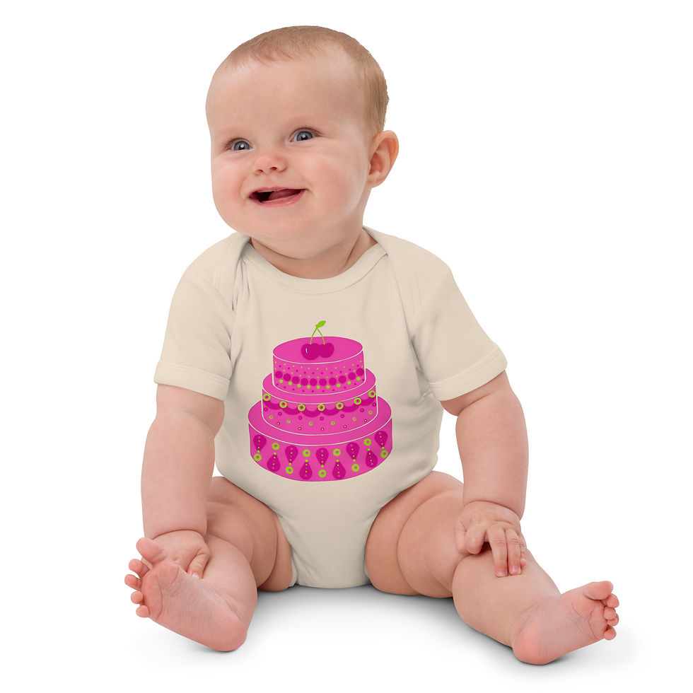 Thumbnail: Pink Cake Pop Art Organic Baby Bodysuit