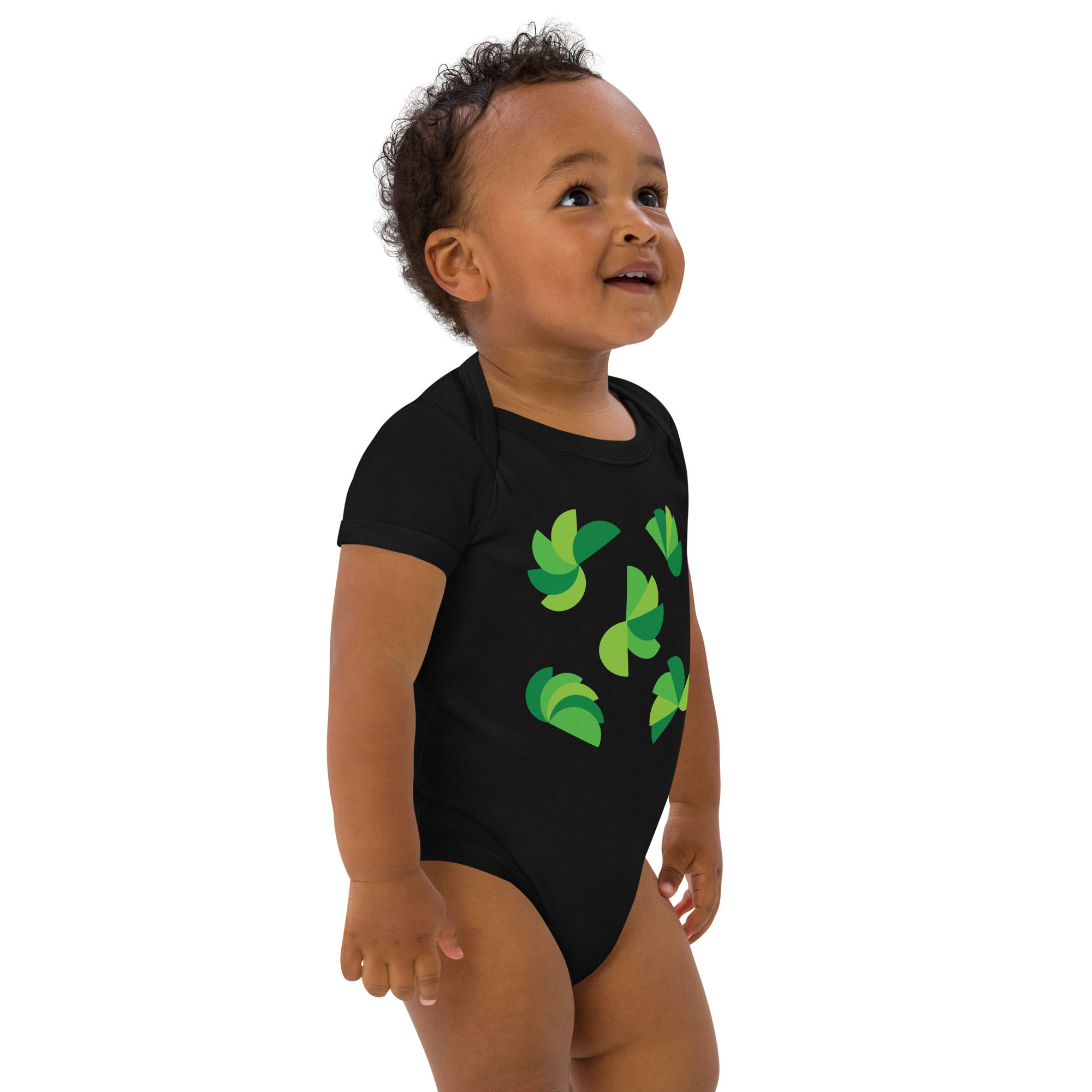 Seen Green Pop Art Fan Organic Baby Bodysuit