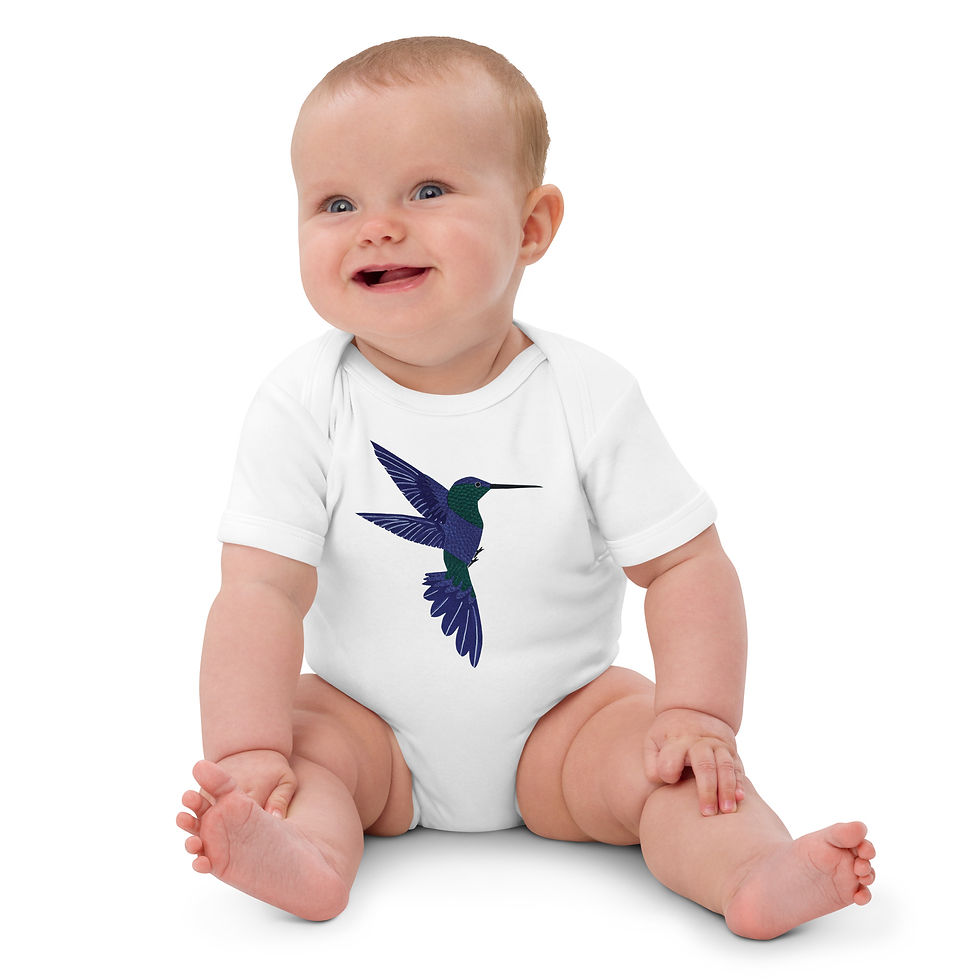 Violet-Crowned Woodnymph Hummingbird Pop Art Organic Baby Bodysuit