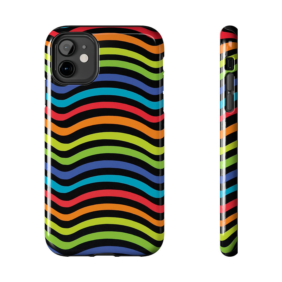 Thumbnail: Color Wave Violet Pop Art Tough Two Layer Phone Case (Fits Select iPhone Models)