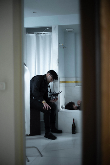Writer/Director Sohrab Mirmont and actor Giovanni Funiati on set of LIMONE