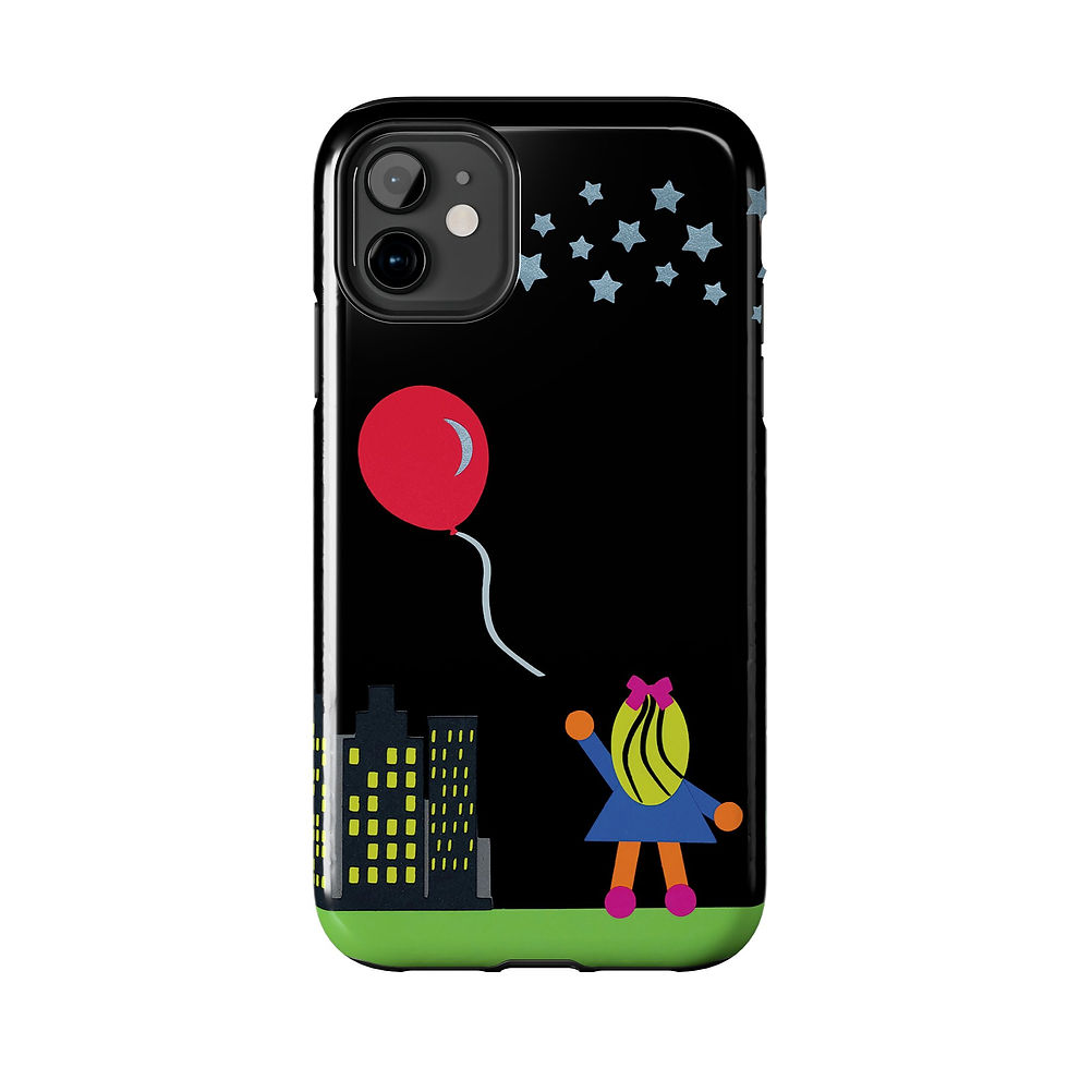 Thumbnail: Moon Balloon Pop Art Tough Two Layer Phone Case (Fits Select iPhone Models)