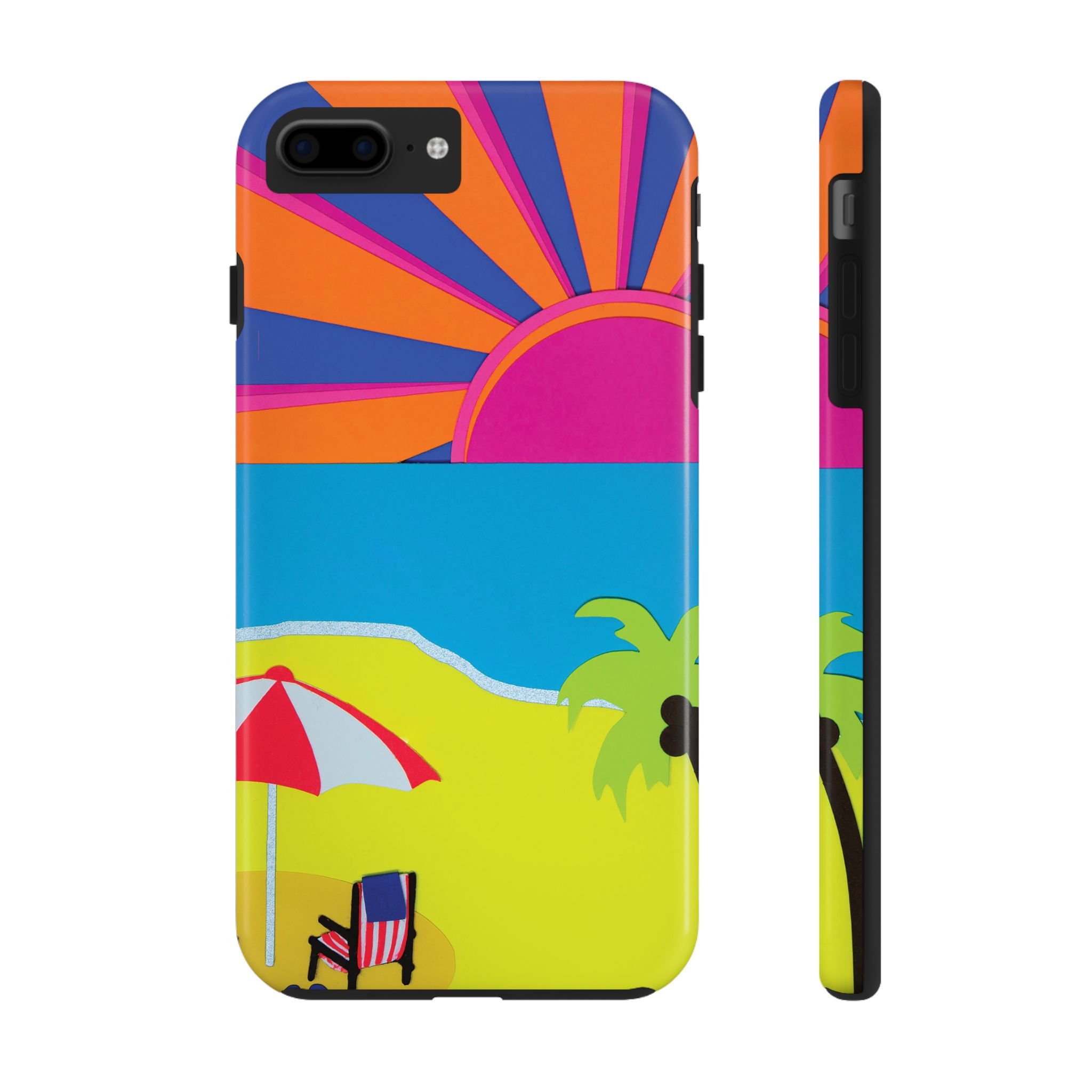 Beach Sunset Pop Art Tough Two Layer Phone Case (Fits Select iPhone Models)
