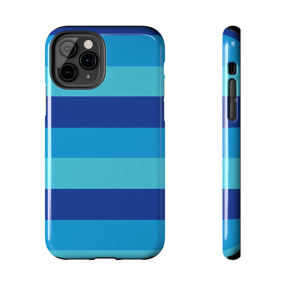 Thumbnail: Blue Hue Stripe Pop Art Tough Two Layer Phone Case (Fits Select iPhone Models)