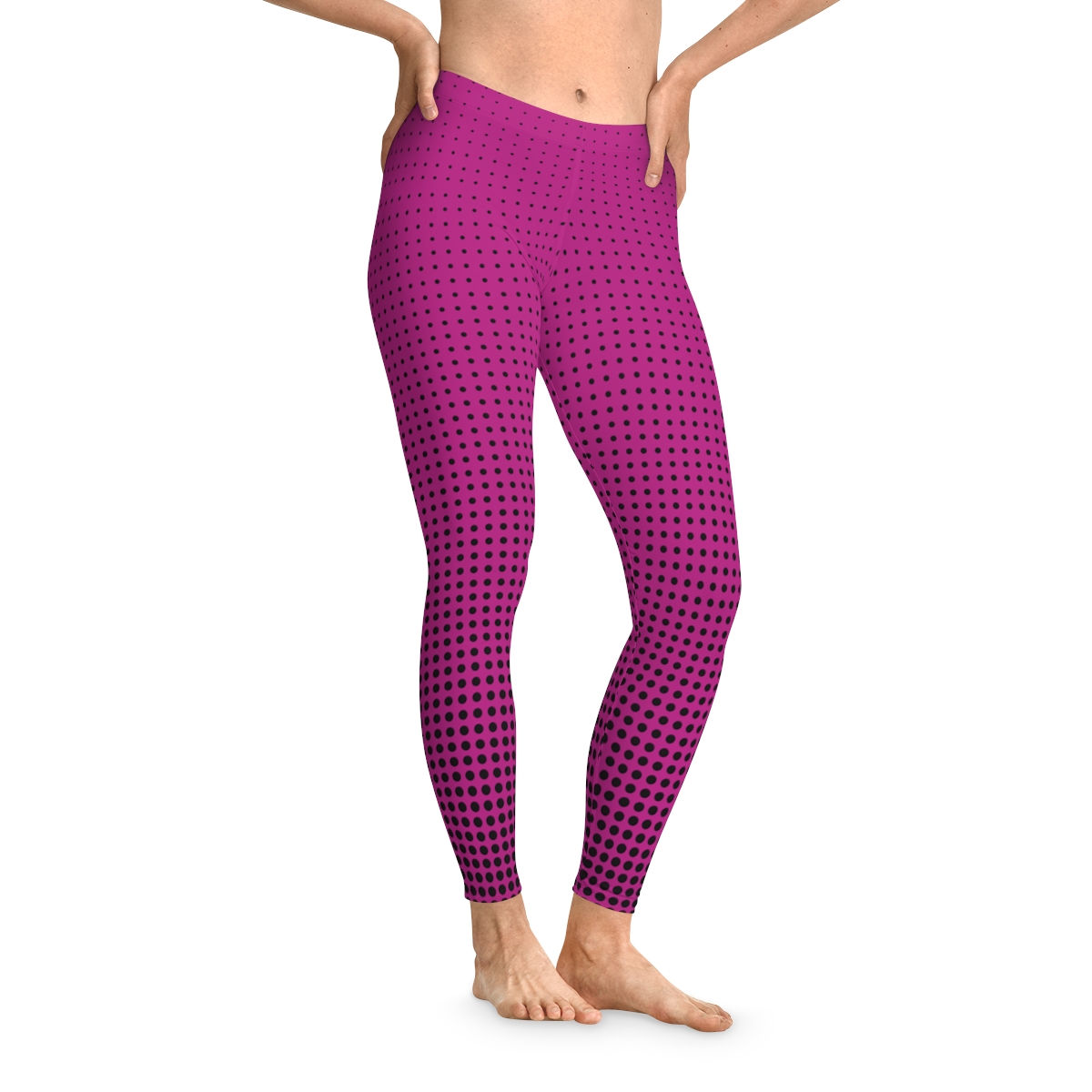 Dot Waterfall Pink Black Pop Art Stretchy Leggings (Women's)
