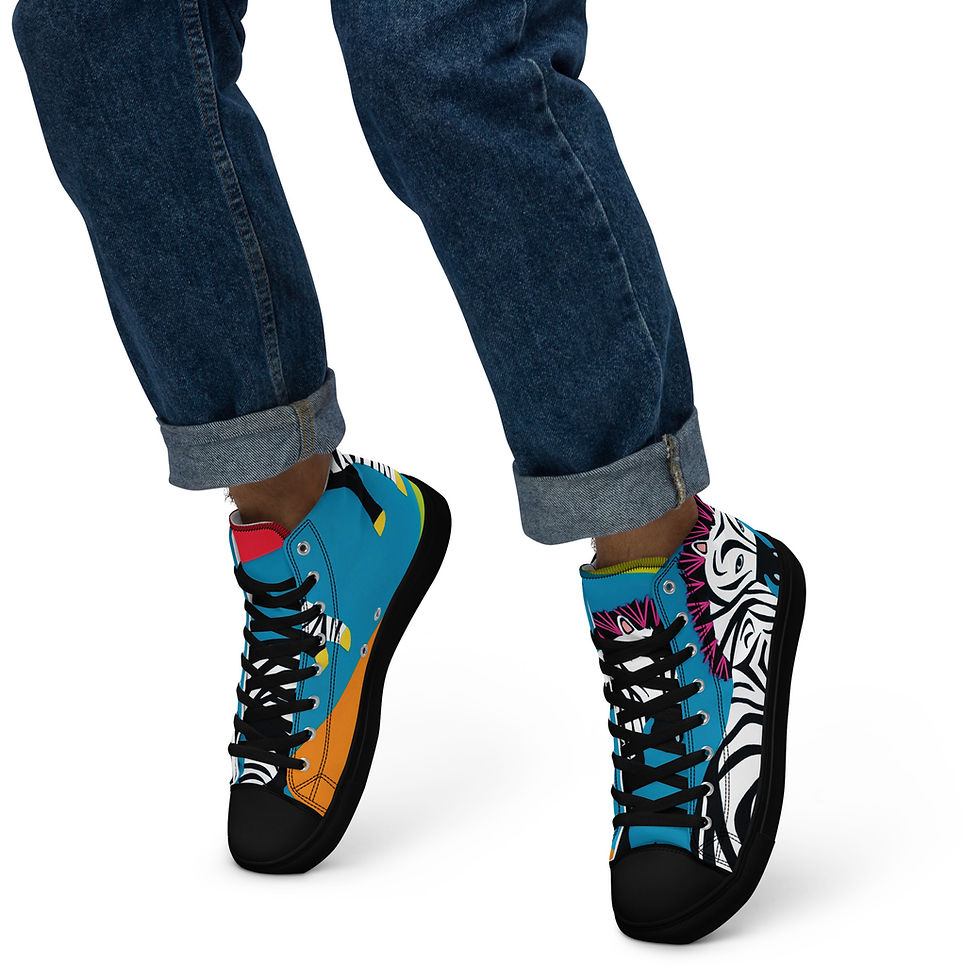 Thumbnail: Zebra Pop Art Men’s high top canvas shoes