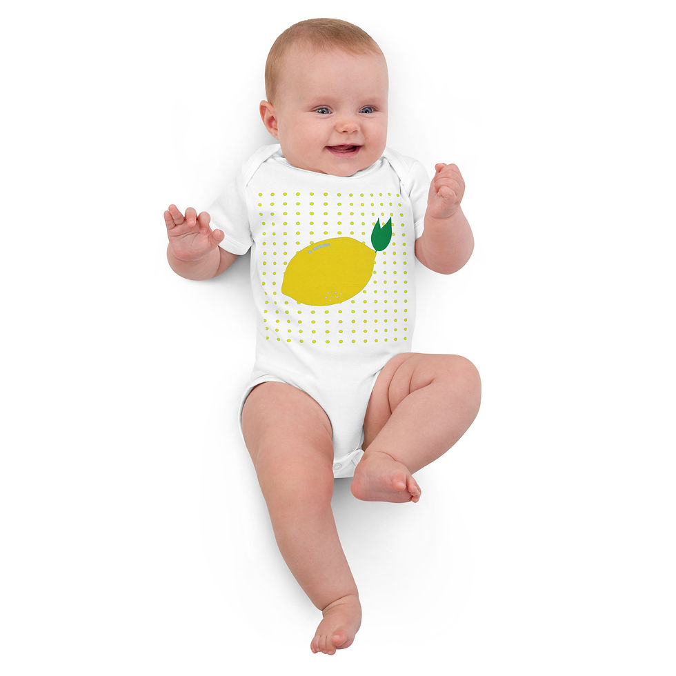 Thumbnail: Lemon Dot Grid Pop Art Organic Baby Bodysuit