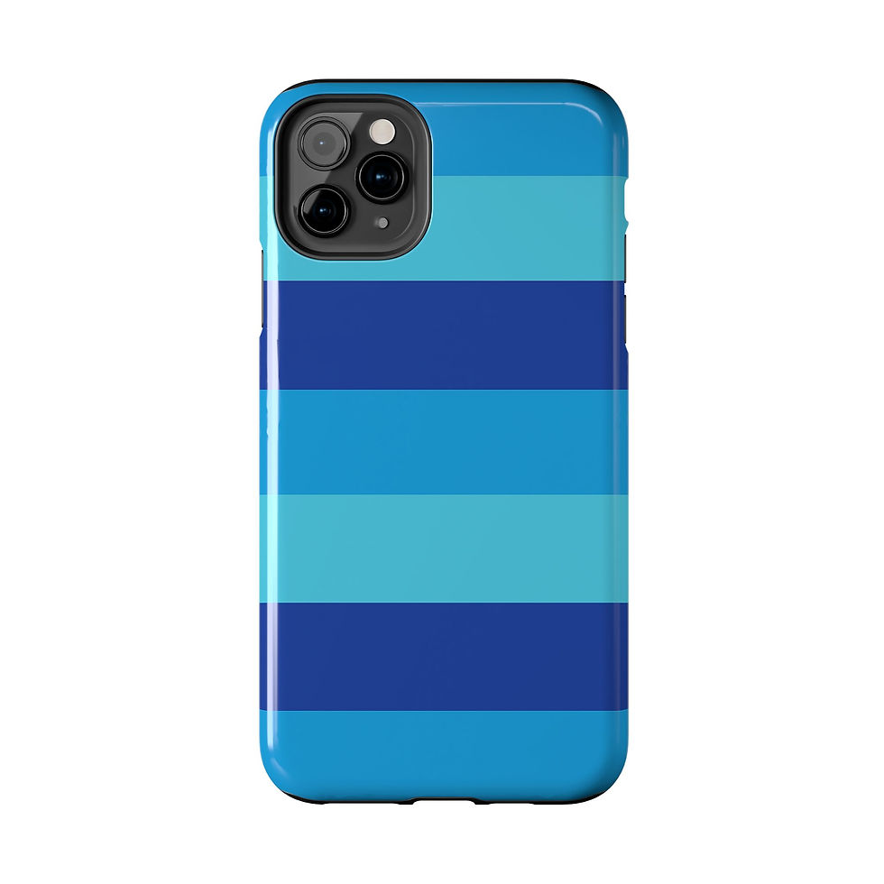 Thumbnail: Blue Hue Stripe Pop Art Tough Two Layer Phone Case (Fits Select iPhone Models)