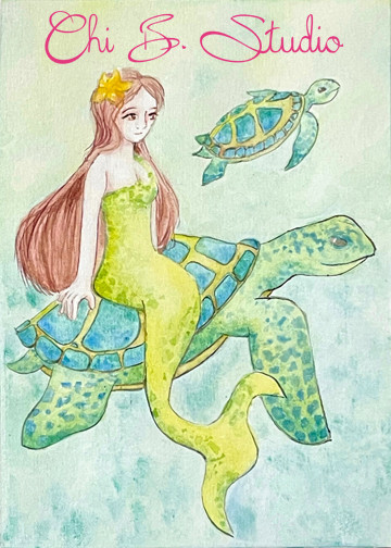 Sea Turtle Mermaid Original