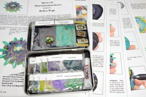 Marine Life Bead Embroidered Brooch - Kit