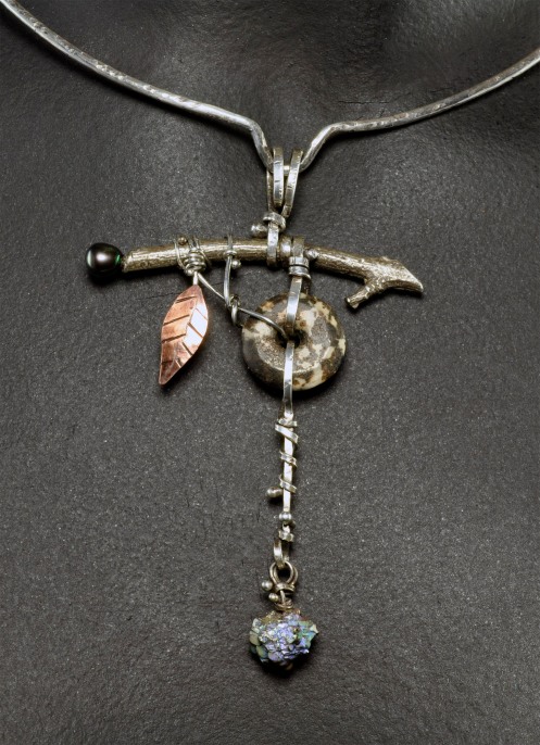 Pendant_Rockabye_CastTwig_Pyrite_Granite_Copper_Silver
